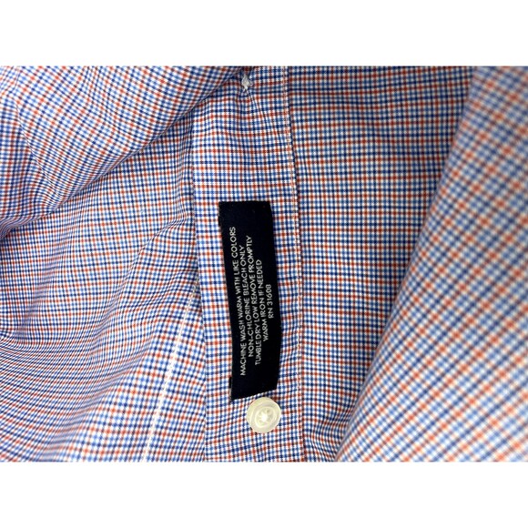 Jos A Banks Executive Tailored Fit Mini Check Blue Plaid LS Cotton Dress Shirt M - Picture 8 of 8